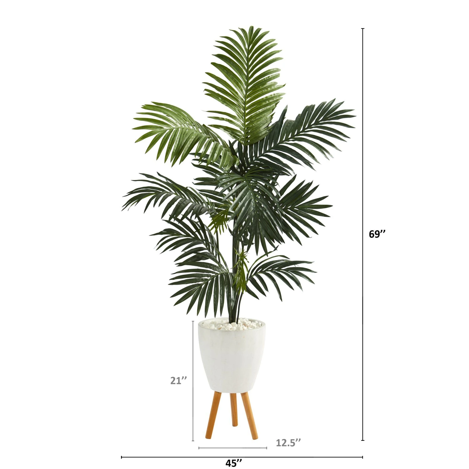 69” Kentia Artificial Palm Tree In White Planter With Stand 4 69” Kentia Artificial Palm Tree In White Planter With Stand - Image 2