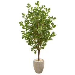 69” Oak Artificial Tree In Sand Colored Planter