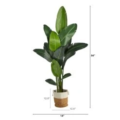 7’ Artificial Travelers Palm Tree With Handmade Jute & Cotton Basket -Artificial Flowers Sale artificial 7 artificial travelers palm tree with handmade jute cotton basket plant in planter nearly natural 670534