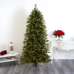 7’ Belgium Fir “Natural Look” Artificial Christmas Tree With 500 Clear LED Lights -Artificial Flowers Sale artificial 7 belgium fir natural look artificial christmas tree with 500 clear led lights nearly natural 115850