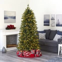 7’ Belgium Fir “Natural Look” Artificial Christmas Tree With 500 Clear LED Lights -Artificial Flowers Sale artificial 7 belgium fir natural look artificial christmas tree with 500 clear led lights nearly natural 600887