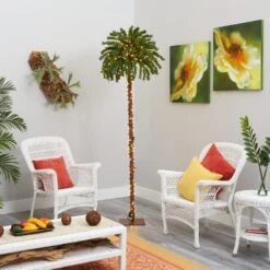 7’ Christmas Palm Artificial Tree With 300 White Warm LED Lights -Artificial Flowers Sale artificial 7 christmas palm artificial tree with 300 white warm led lights nearly natural 231590