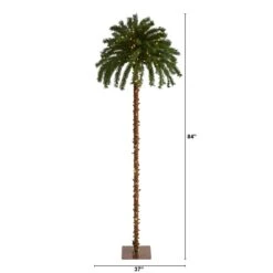 7’ Christmas Palm Artificial Tree With 300 White Warm LED Lights -Artificial Flowers Sale artificial 7 christmas palm artificial tree with 300 white warm led lights nearly natural 781283