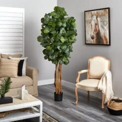 7’ Fiddle Leaf Fig Artificial Tree Beige Trunk -Artificial Flowers Sale artificial 7 fiddle leaf fig artificial tree beige trunk nearly natural 213029