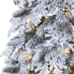 7’ Flocked Montana Down Swept Spruce Artificial Christmas Tree With Pinecones And 400 LED Lights -Artificial Flowers Sale artificial 7 flocked montana down swept spruce artificial christmas tree with pinecones and 400 led lights nearly natural 380944