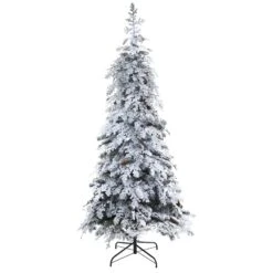 7’ Flocked Montana Down Swept Spruce Artificial Christmas Tree With Pinecones And 400 LED Lights -Artificial Flowers Sale artificial 7 flocked montana down swept spruce artificial christmas tree with pinecones and 400 led lights nearly natural 841494