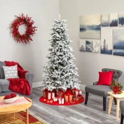 7’ Flocked North Carolina Fir Artificial Christmas Tree With 550 Warm White Lights And 2090 Bendable Branches -Artificial Flowers Sale artificial 7 flocked north carolina fir artificial christmas tree with 550 warm white lights and 2090 bendable branches nearly natural 514912