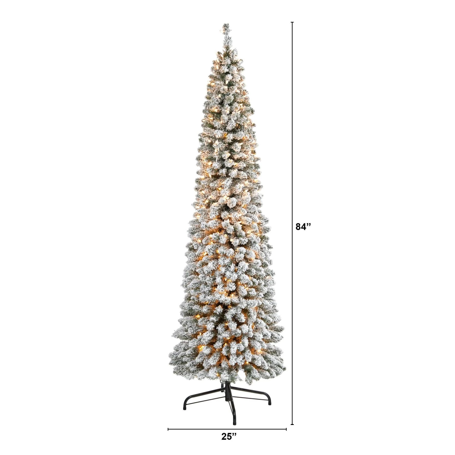 7’ Flocked Pencil Artificial Christmas Tree With 400 Clear Lights And 574 Bendable Branches 7 7’ Flocked Pencil Artificial Christmas Tree With 400 Clear Lights And 574 Bendable Branches - Image 5