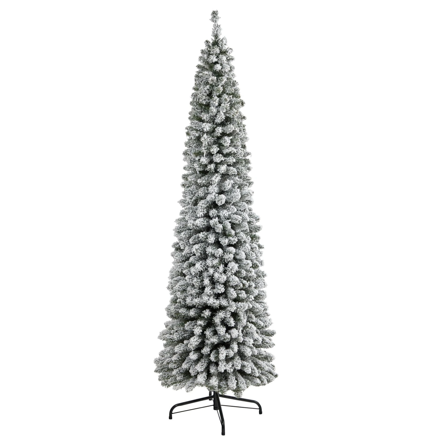 7’ Flocked Pencil Artificial Christmas Tree With 574 Bendable Branches 3 7’ Flocked Pencil Artificial Christmas Tree With 574 Bendable Branches