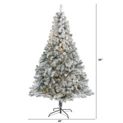 7' Flocked Rock Springs Spruce Artificial Christmas Tree With 350 Clear LED Lights And 800 Bendable Branches -Artificial Flowers Sale artificial 7 flocked rock springs spruce artificial christmas tree with 350 clear led lights and 800 bendable nearly natural 315176