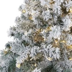 7' Flocked Rock Springs Spruce Artificial Christmas Tree With 350 Clear LED Lights And 800 Bendable Branches -Artificial Flowers Sale artificial 7 flocked rock springs spruce artificial christmas tree with 350 clear led lights and 800 bendable nearly natural 440809