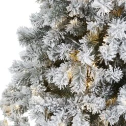 7' Flocked West Virginia Fir Artificial Christmas Tree With 350 Clear LED Lights -Artificial Flowers Sale artificial 7 flocked west virginia fir artificial christmas tree with 350 clear led lights nearly natural 338269