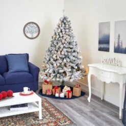 7' Flocked West Virginia Fir Artificial Christmas Tree With 350 Clear LED Lights -Artificial Flowers Sale artificial 7 flocked west virginia fir artificial christmas tree with 350 clear led lights nearly natural 560842