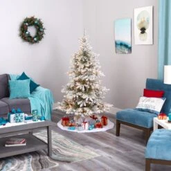 7’ Flocked West Virginia Spruce Artificial Christmas Tree With 400 Clear Lights And 1468 Bendable Branches -Artificial Flowers Sale artificial 7 flocked west virginia spruce artificial christmas tree with 400 clear lights and 1468 bendable branches nearly natural 550124