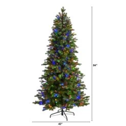 7’ Fraser Fir Artificial Christmas Tree With 300 Multicolor LED Lights And 1179 Bendable Branches -Artificial Flowers Sale artificial 7 fraser fir artificial christmas tree with 300 multicolor led lights and 1179 bendable branches nearly natural 757546