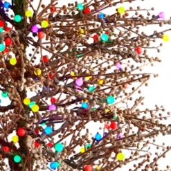 7' Frosted Berry Twig Christmas Tree With 450 Multicolored Gum Ball LED Lights And 1192 Bendable Branches -Artificial Flowers Sale artificial 7 frosted berry twig tree with 450 multicolored gum ball led lights and 1192 bendable branches nearly natural 323569