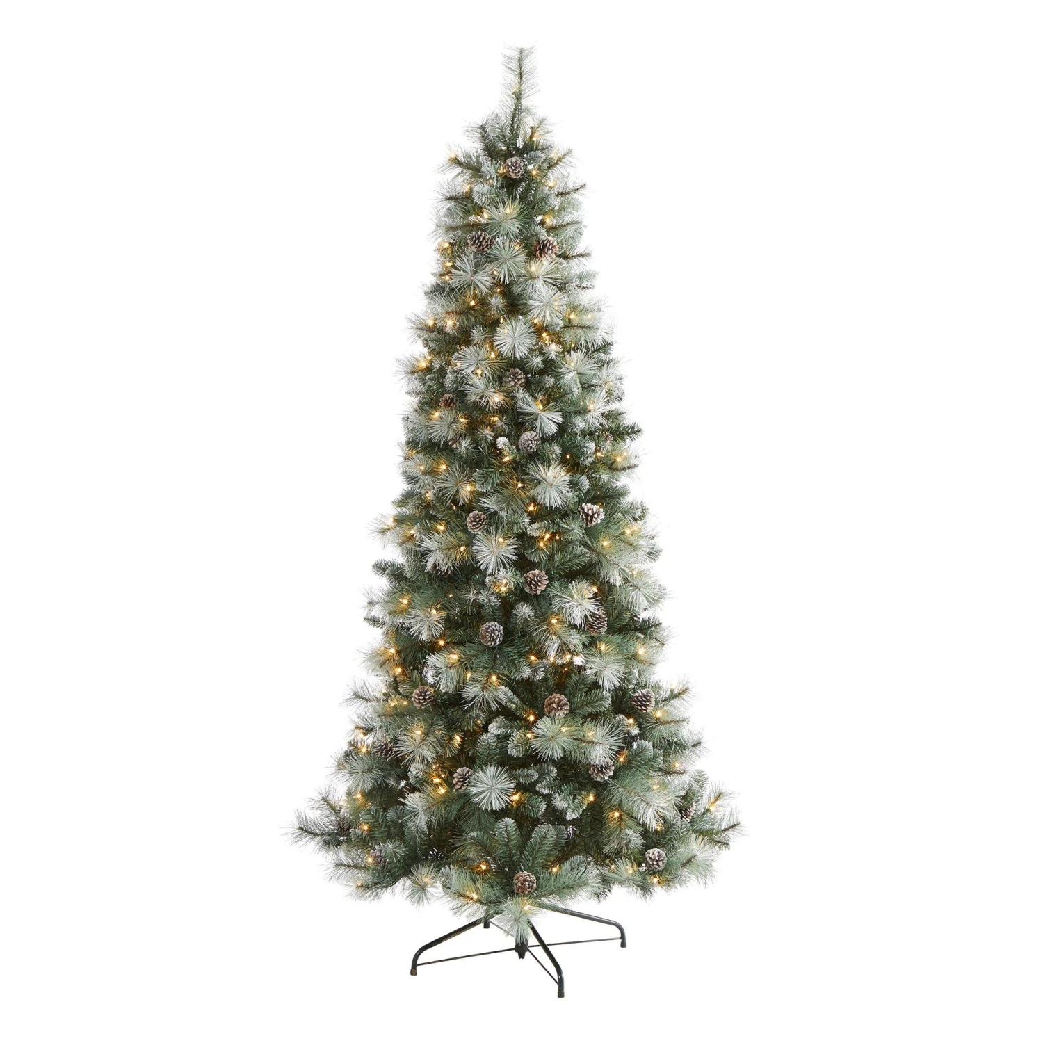 Frosted Tip British Columbia Mountain Pine Artificial Christmas Tree With 400 Clear Lights, Pine Cones And 882 Bendable Branches 3 Frosted Tip British Columbia Mountain Pine Artificial Christmas Tree With 400 Clear Lights, Pine Cones And 882 Bendable Branches