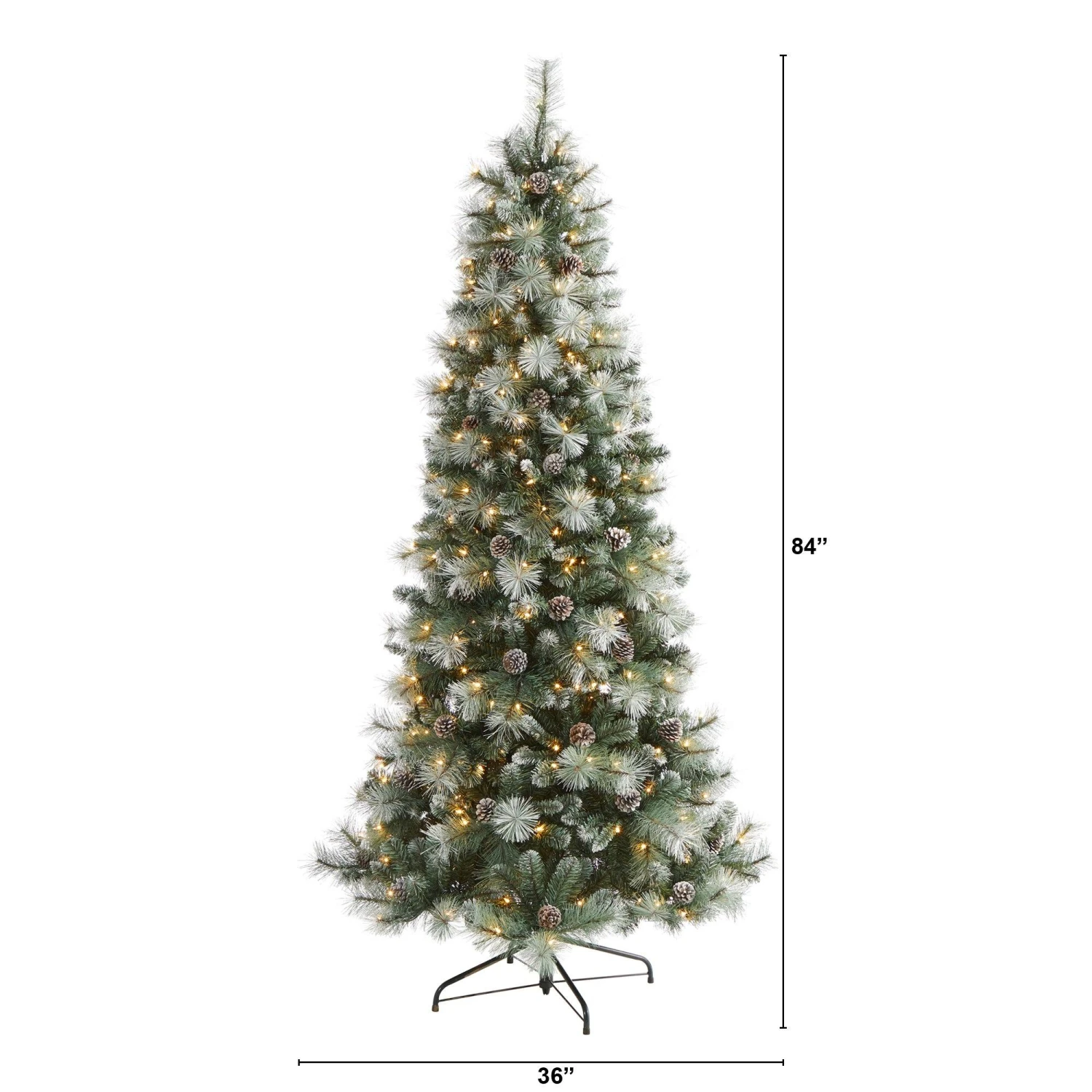 Frosted Tip British Columbia Mountain Pine Artificial Christmas Tree With 400 Clear Lights, Pine Cones And 882 Bendable Branches 4 Frosted Tip British Columbia Mountain Pine Artificial Christmas Tree With 400 Clear Lights, Pine Cones And 882 Bendable Branches - Image 2