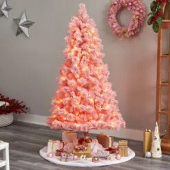 7' Holiday Pink Cashmere Christmas Tree With 300 Lights And 599 Bendable Branches -Artificial Flowers Sale artificial 7 holiday pink cashmere christmas tree with 300 led lights and 599 bendable branches nearly natural 947931