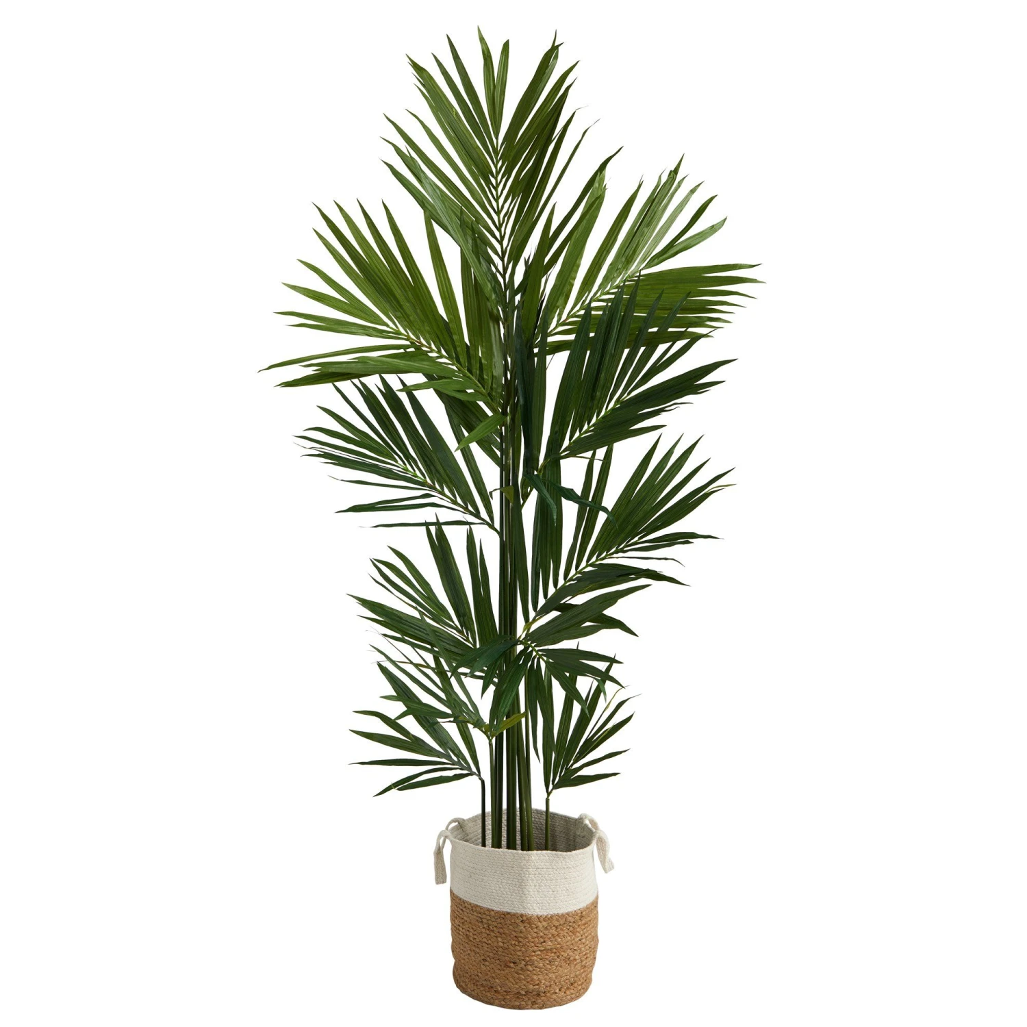 7’ Kentia Artificial Palm In Handmade Natural Jute And Cotton Planter 3 7’ Kentia Artificial Palm In Handmade Natural Jute And Cotton Planter