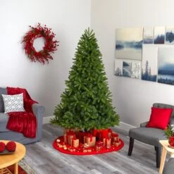 7’ New Haven Spruce “Natural Look” Artificial Christmas Tree With 500 LED Lights -Artificial Flowers Sale artificial 7 new haven spruce natural look artificial christmas tree with 500 led lights nearly natural 979262