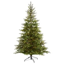 7’ North Carolina Spruce Artificial Christmas Tree With 450 Clear Lights And 931 Bendable Branches