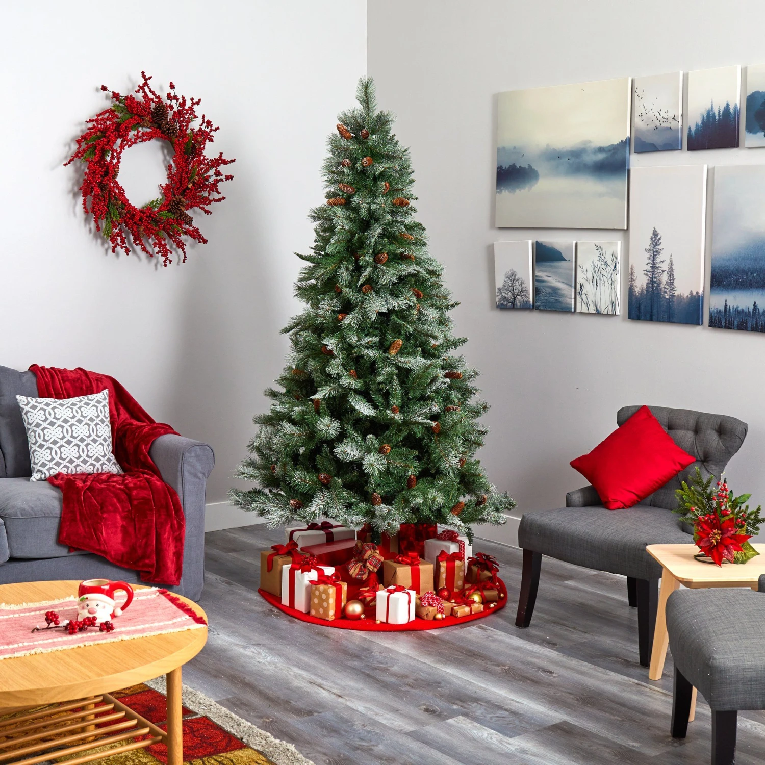 7’ Snowed French Alps Mountain Pine Artificial Christmas Tree With 833 Bendable Branches And Pine Cones 8 7’ Snowed French Alps Mountain Pine Artificial Christmas Tree With 833 Bendable Branches And Pine Cones - Image 6