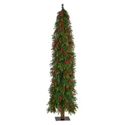 7' Victoria Fir Artificial Christmas Tree -Artificial Flowers Sale artificial 7 victoria fir tree with 300 multi color multifunction led lights berries and 565 branches nearly natural 210932