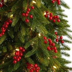 7' Victoria Fir Artificial Christmas Tree -Artificial Flowers Sale artificial 7 victoria fir tree with 300 multi color multifunction led lights berries and 565 branches nearly natural 716422