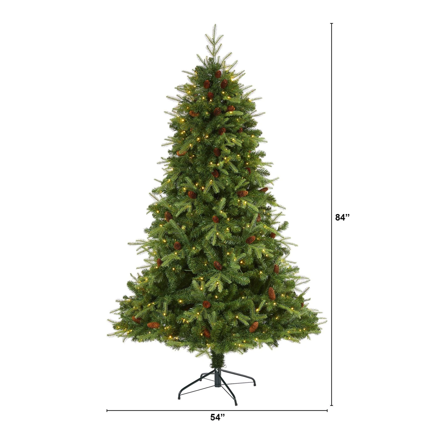 7’ Wellington Spruce “Natural Look” Artificial Christmas Tree With 400 Clear LED Lights And Pine Cones 4 7’ Wellington Spruce “Natural Look” Artificial Christmas Tree With 400 Clear LED Lights And Pine Cones - Image 2