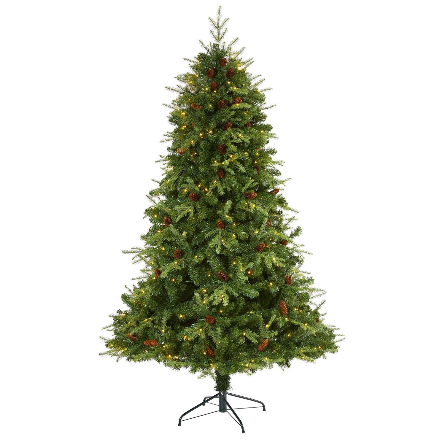 7’ Wellington Spruce “Natural Look” Artificial Christmas Tree With 400 Clear LED Lights And Pine Cones 3 7’ Wellington Spruce “Natural Look” Artificial Christmas Tree With 400 Clear LED Lights And Pine Cones