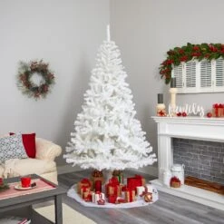 7' White Artificial Christmas Tree With 1000 Bendable Branches -Artificial Flowers Sale artificial 7 white artificial christmas tree with 1000 bendable branches nearly natural 739950
