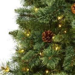 7’ White Mountain Pine Artificial Christmas Tree With 400 Clear LED Lights And Pine Cones -Artificial Flowers Sale artificial 7 white mountain pine artificial christmas tree with 400 clear led lights and pine cones nearly natural 484159