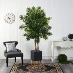70” Areca Palm Artificial Tree In Black Planter With Stand -Artificial Flowers Sale artificial 70 areca palm artificial tree in black planter with stand nearly natural 920411