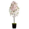 70” Cherry Blossom Artificial Tree In Black Metal Planter