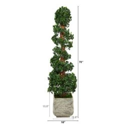 70” English Ivy Topiary Spiral Artificial Tree In White Planter (Indoor/Outdoor) -Artificial Flowers Sale artificial 70 english ivy topiary spiral artificial tree in white planter uv resistant indooroutdoor nearly natural 744205