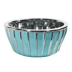 7.25” Teal Vase With Silver Burnishing