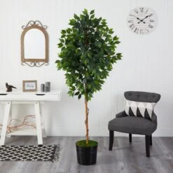 74” Ficus Artificial Tree In Black Tin Planter 8 74” Ficus Artificial Tree In Black Tin Planter -Artificial Flowers Sale artificial 74 ficus artificial tree in black tin planter nearly natural 837823