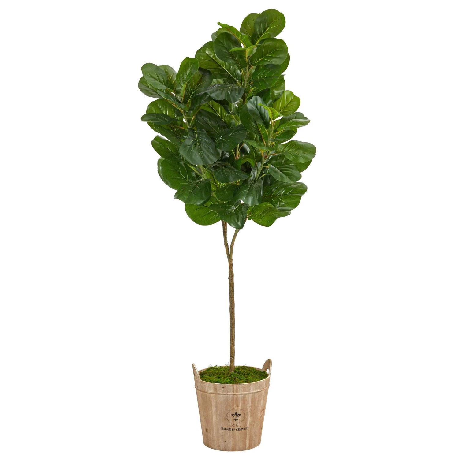 74” Fiddle Leaf Fig Artificial Tree In Farmhouse Planter 3 74” Fiddle Leaf Fig Artificial Tree In Farmhouse Planter