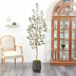74” Olive Artificial Tree In Ribbed Metal Planter 8 74” Olive Artificial Tree In Ribbed Metal Planter -Artificial Flowers Sale artificial 74 olive artificial tree in ribbed metal planter nearly natural 407636