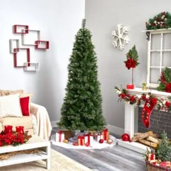 7.5’ Cashmere Slim Christmas Tree W/Clear Lights -Artificial Flowers Sale artificial 75 cashmere slim christmas tree wclear lights nearly natural 440740