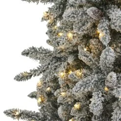 7.5’ Flocked Livingston Fir Artificial Christmas Tree With Pine Cones And 500 Clear Warm LED Lights -Artificial Flowers Sale artificial 75 flocked livingston fir artificial christmas tree with pine cones and 500 clear warm led lights nearly natural 389268