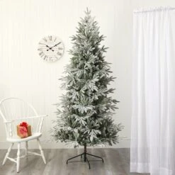 7.5’ Flocked Manchester Spruce Artificial Christmas Tree With 450 Lights And 949 Bendable Branches -Artificial Flowers Sale artificial 75 flocked manchester spruce artificial christmas tree with 450 lights and 949 bendable branches nearly natural 147503