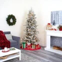 7.5’ Flocked Manchester Spruce Artificial Christmas Tree With 450 Lights And 949 Bendable Branches -Artificial Flowers Sale artificial 75 flocked manchester spruce artificial christmas tree with 450 lights and 949 bendable branches nearly natural 447179