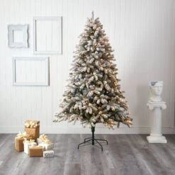 7.5’ Flocked South Carolina Spruce Artificial Christmas Tree With 600 Clear Lights And 1537 Bendable Branches -Artificial Flowers Sale artificial 75 flocked south carolina spruce artificial christmas tree with 600 clear lights and 1537 bendable branches nearly natural 444935