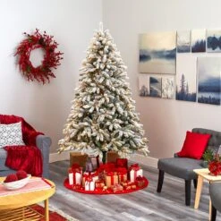 7.5’ Flocked South Carolina Spruce Artificial Christmas Tree With 600 Clear Lights And 1537 Bendable Branches -Artificial Flowers Sale artificial 75 flocked south carolina spruce artificial christmas tree with 600 clear lights and 1537 bendable branches nearly natural 911793