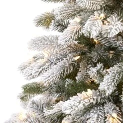 7.5’ Flocked South Carolina Spruce Artificial Christmas Tree With 600 Clear Lights And 1537 Bendable Branches -Artificial Flowers Sale artificial 75 flocked south carolina spruce artificial christmas tree with 600 clear lights and 1537 bendable nearly natural 852631