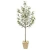 75” Olive Artificial Tree In Country White Planter -Artificial Flowers Sale artificial 75 olive artificial tree in country white planter nearly natural 919296