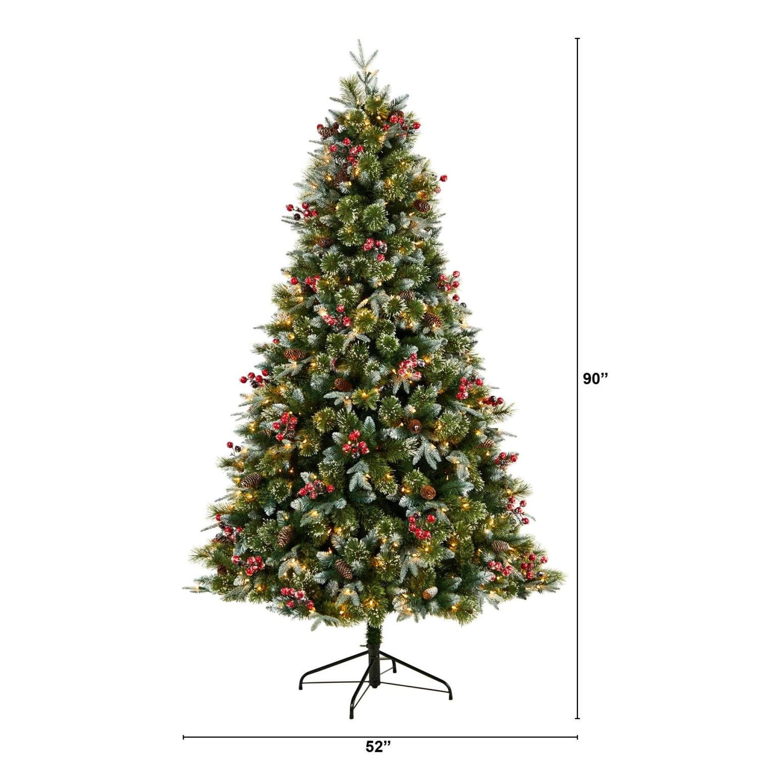 7.5' Snow Tipped Aspen Spruce Pre-Lit Tree With 450 LED Lights, Berriesand Pinecones 4 7.5' Snow Tipped Aspen Spruce Pre-Lit Tree With 450 LED Lights, Berriesand Pinecones - Image 2