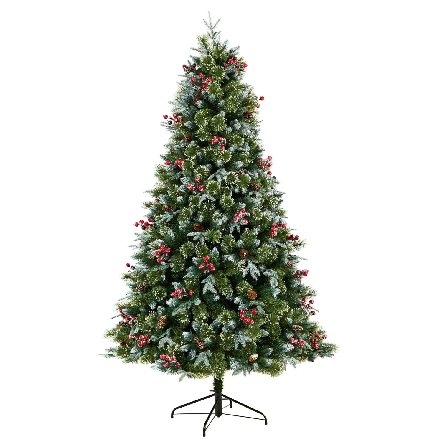 7.5' Snow Tipped Aspen Spruce Pre-Lit Tree With 450 LED Lights, Berriesand Pinecones 5 7.5' Snow Tipped Aspen Spruce Pre-Lit Tree With 450 LED Lights, Berriesand Pinecones - Image 3